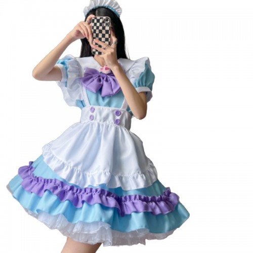 S-5XL Plus Size Maid Dress Lolita Cosplay Skirt With Cute Big Bow