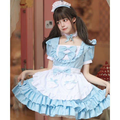 Cosplay Japanese Maid Dress Pure and Cute Pink Uniform Set