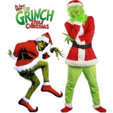 Santa Claus Geek Green Haired Monster The Grinch Cosplay Costume