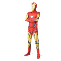 Yellow Red Iron Man Movie Cosplay Costume Jumpsuit With Headgear