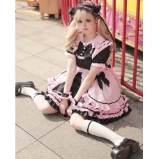 Japanese Maid Sweet Girl Lolita Cosplay Skirt Set With Cute Cat Bow